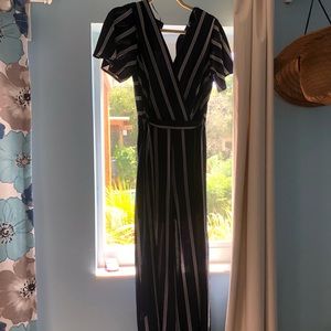 Navy blue white strip jumpsuit